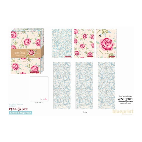 Sada tří zápisníků Blueprint Collections Rose Bee A7-image-1