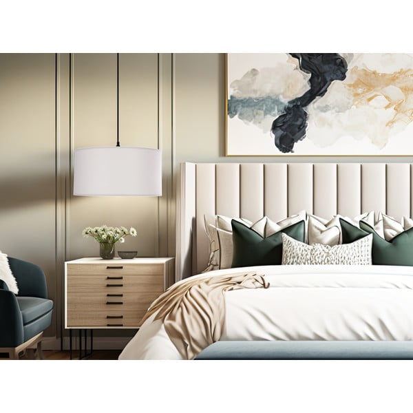 Bílé závěsné svítidlo s textilním stínidlem ø 40 cm Shanti – Candellux Lighting-image-1