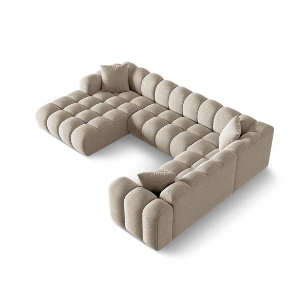 Světle hnědá žinylková rohová pohovka (pravý roh/do "U") Treno – Cosmopolitan Design-image-2