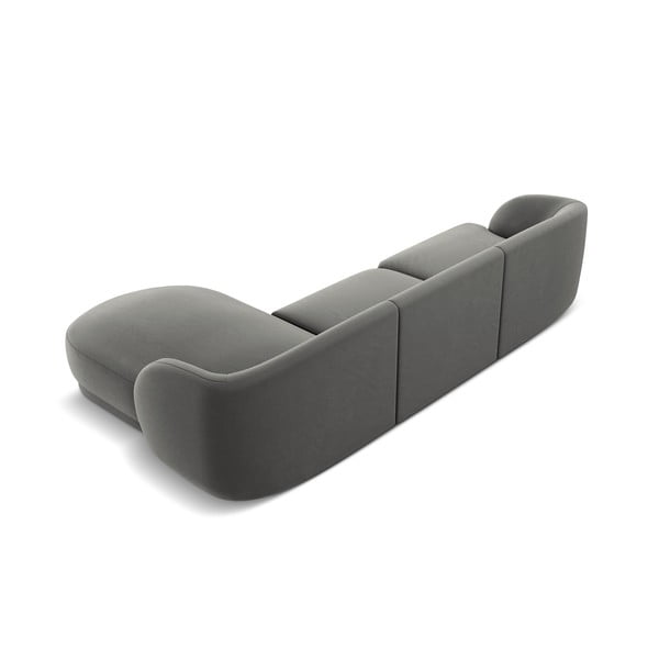 Šedá sametová rohová pohovka (pravý roh) Miley - Micadoni Home-image-3