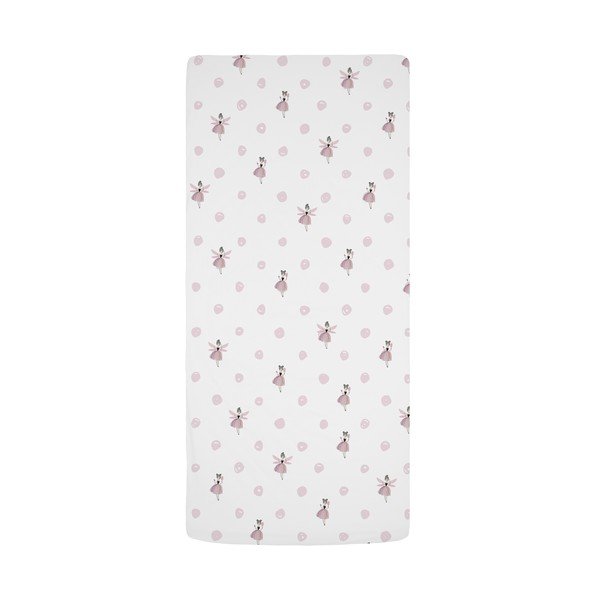 Bílé/růžové napínací dětské prostěradlo na jednolůžko z bavlněného saténu 90x200 cm Pink Girl – Butter Kings