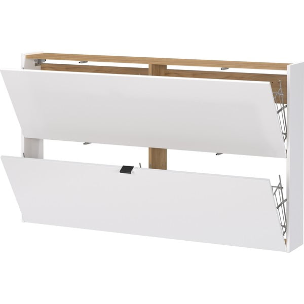 Bílý výklopný/závěsný botník v dekoru dubu 140x83x18 cm Ameca – Germania-image-2