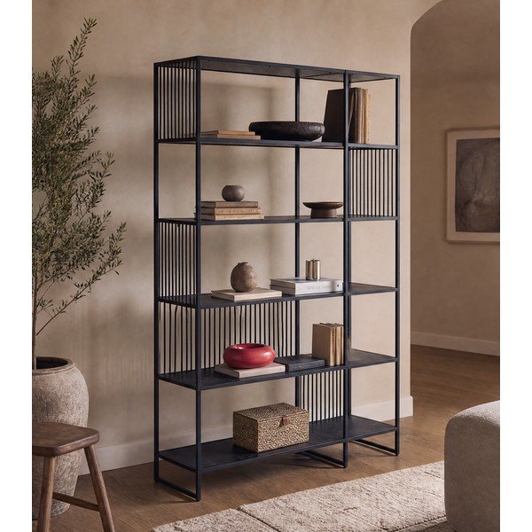 Černá knihovna 120x185x35 cm Strington – Actona-image-1
