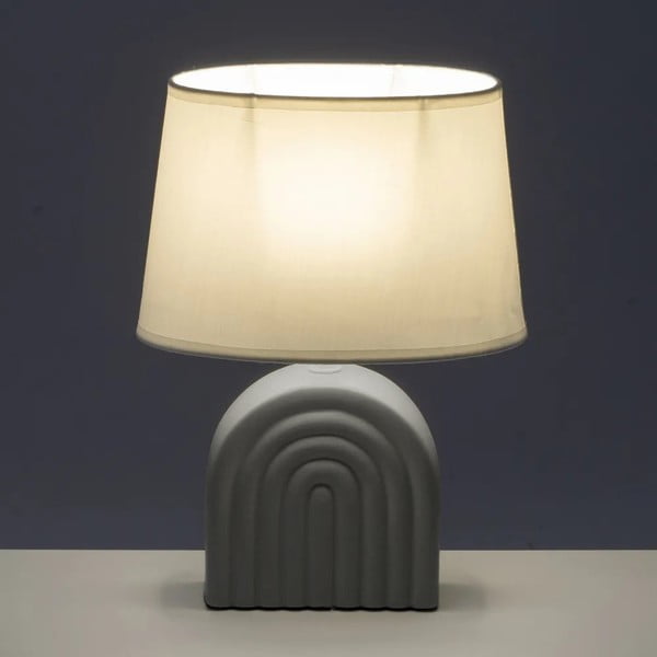 Bílo-šedá keramická stolní lampa s textilním stínidlem (výška 31 cm) – Casa Selección-image-1