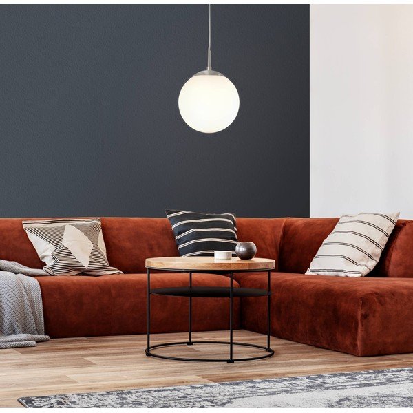 Závěsné svítidlo v bílo-stříbrné barvě se skleněným stínidlem ø 20 cm RONDO – EGLO-image-3