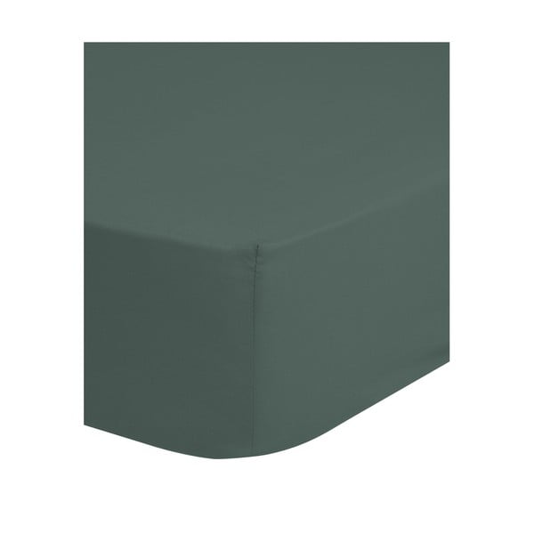 Zeleno-šedé napínací bavlněné prostěradlo 160x200 cm – Good Morning-image-1