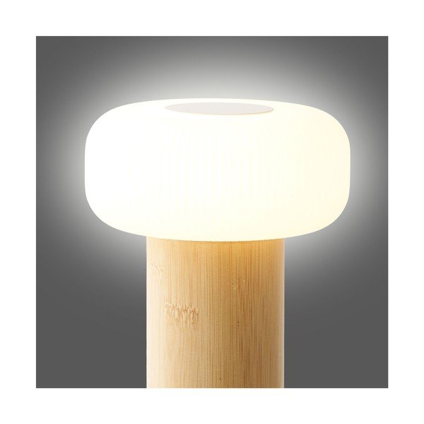 Bílá/v přírodní barvě bambusová stolní lampa s plastovým stínidlem (výška 18 cm) Stafford – House Nordic-image-3