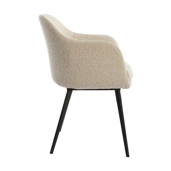 Krémové čalouněné jídelní křeslo s područkami Leone – Light & Living-image-2