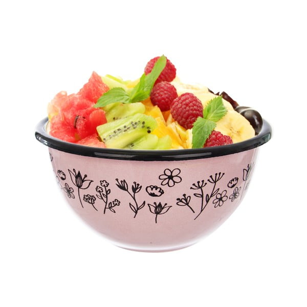 Růžová smaltovaná miska Orion Meadow, ø 12 cm-image-2