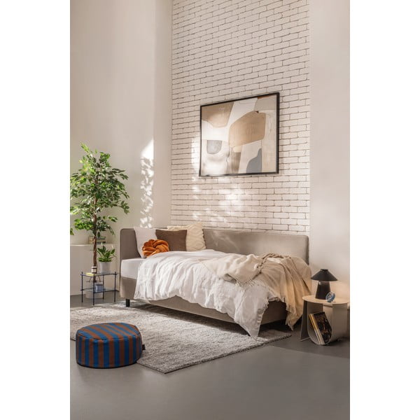 Čalouněná jednolůžková postel taupe s úložným prostorem s matrací 90x200 cm Avela – Bonami Selection-image-1