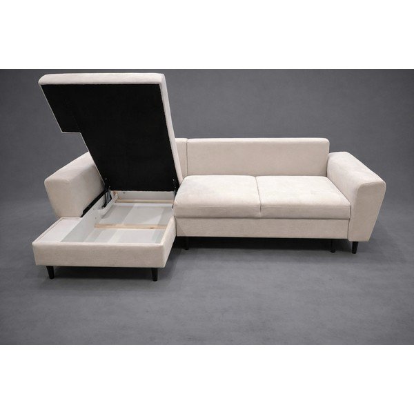 Béžová manšestr rozkládací/s úložným prostorem rohová pohovka (levý roh/s lenoškou) Moghan - II. jakost – Micadoni -image-4