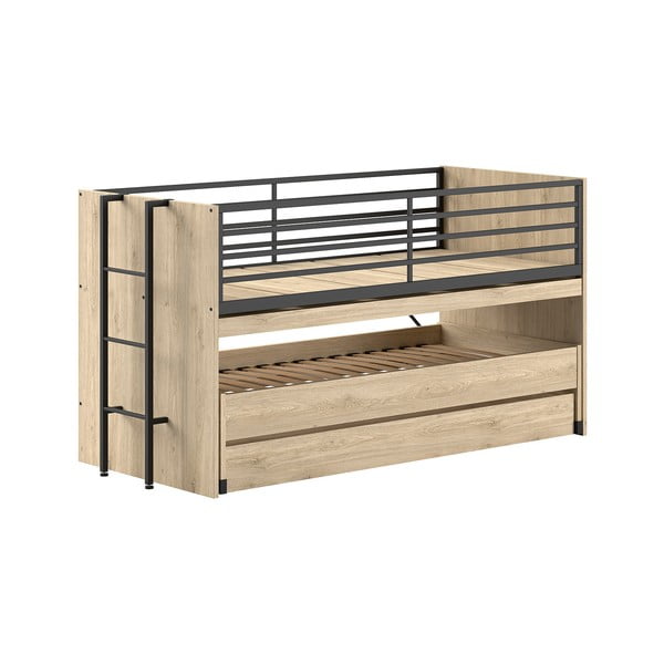 Patrová dětská postel s výsuvným lůžkem s roštem v přírodní barvě 90x200 cm Sam – Vipack-image-2