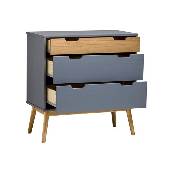 Šedá komoda z masivního borovicového dřeva Marckeric Baku, výška 82 cm-image-3