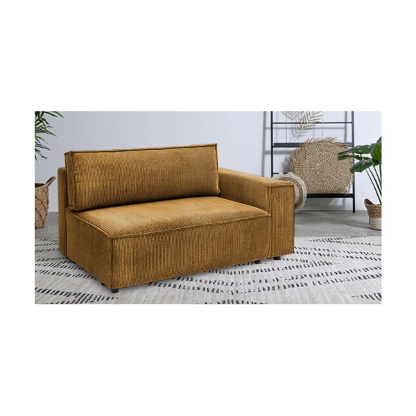 Manšestrový modul pohovky v hořčicové barvě, pravý roh Nihad modular – Bobochic Paris-image-1