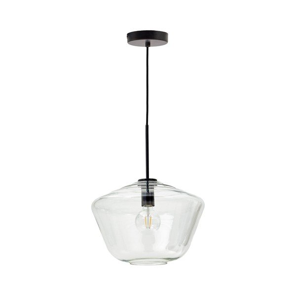 Černé závěsné svítidlo se skleněným stínidlem ø 34 cm Mao – Kave Home
