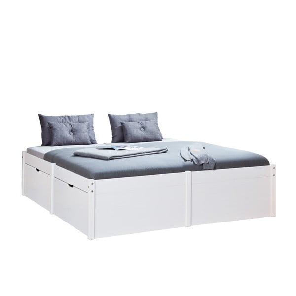 Bílá dřevěná dvoulůžková postel 13Casa Boss, 140 x 200 cm