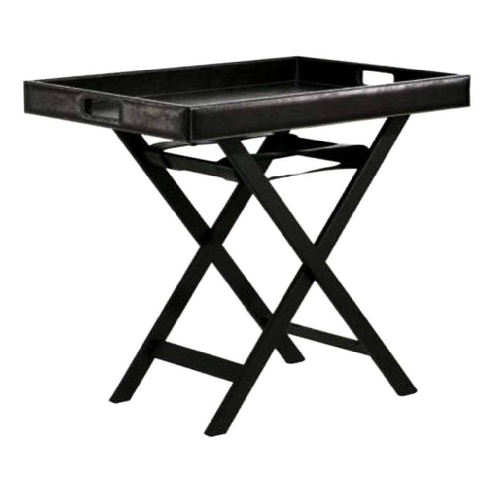 Odkládací stolek Bakero Black z umělé kůže, 50x70 cm
