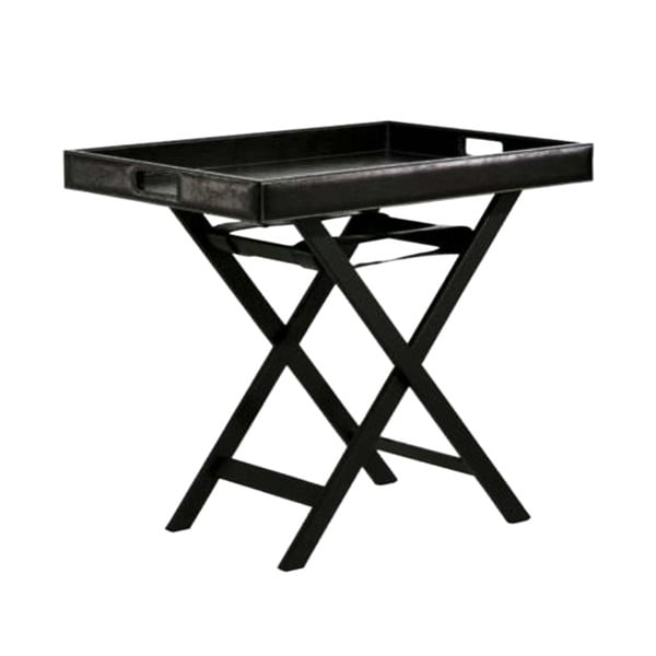Odkládací stolek Bakero Black z umělé kůže, 50x70 cm