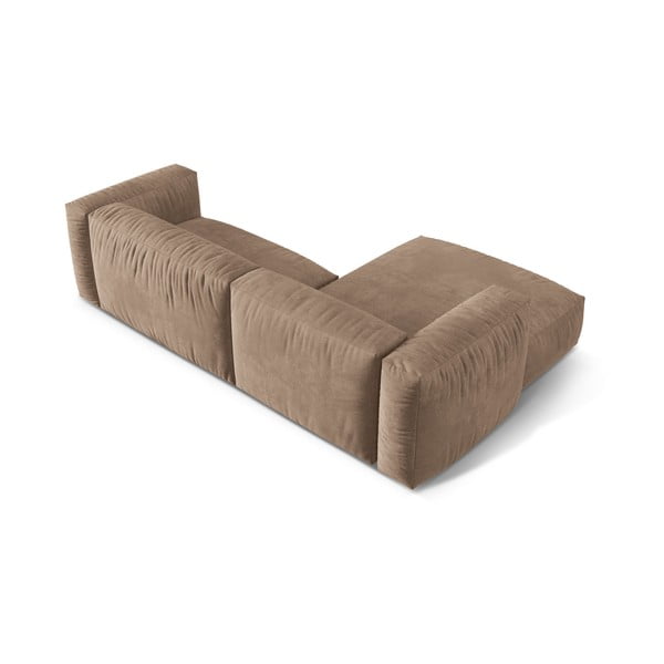 Světle hnědá sametová modulární rohová pohovka (levý roh/s lenoškou) Martina – Micadoni -image-3