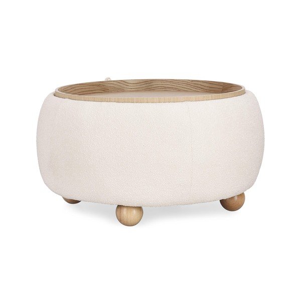 Krémový taburet z textilie bouclé Irisha – Bizzotto-image-2