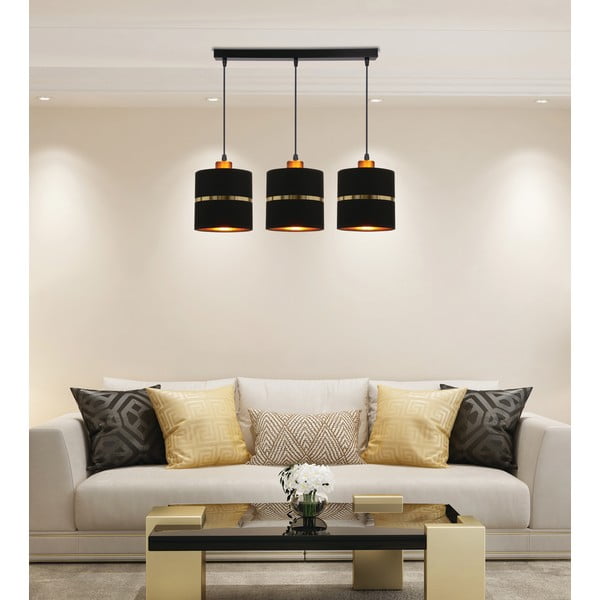 Černé závěsné svítidlo s textilním stínidlem ø 15 cm Assam – Candellux Lighting-image-1