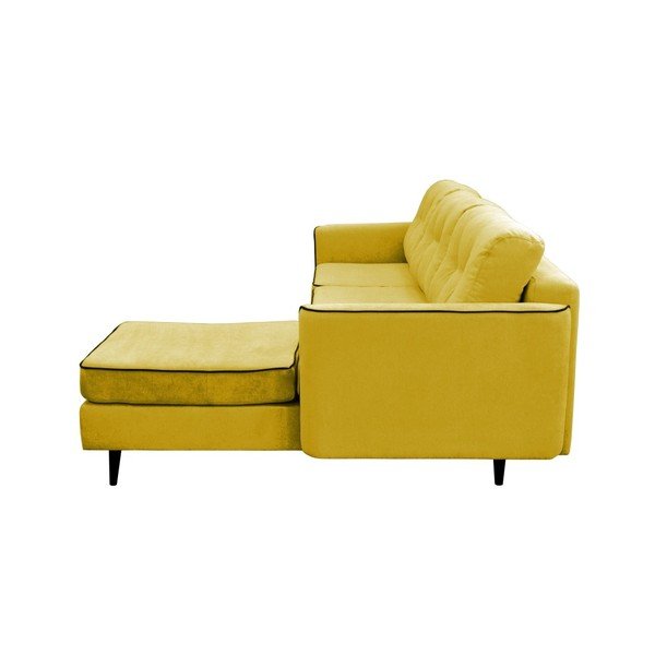 Žlutá rozkládací pohovka s černými nohami Mazzini Sofas Dragonfly, pravý roh-image-4