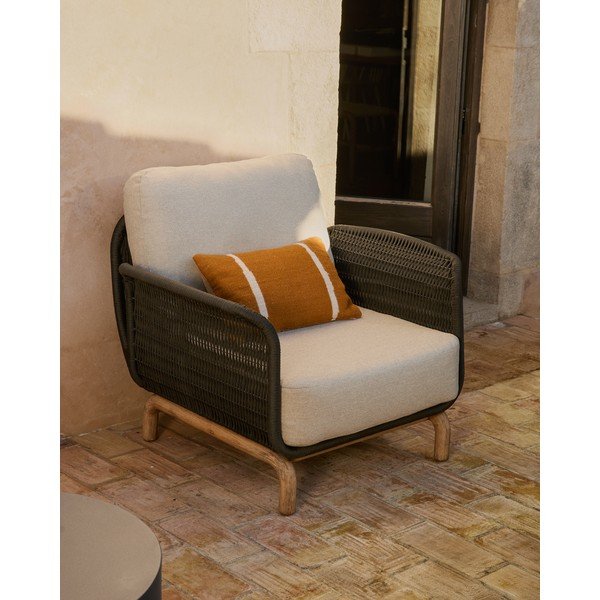 Béžové polstrované zahradní křeslo Alipa – Kave Home-image-1