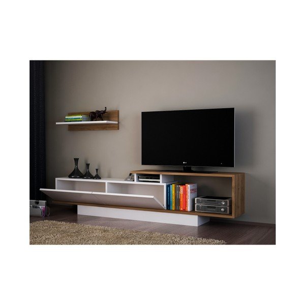 Bílá/přírodní TV sestava 180x55 cm Asos – Woody Fashion-image-2