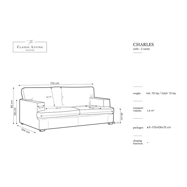 Modrá pohovka Windsor & Co Sofas Daphne, 170 cm-image-1