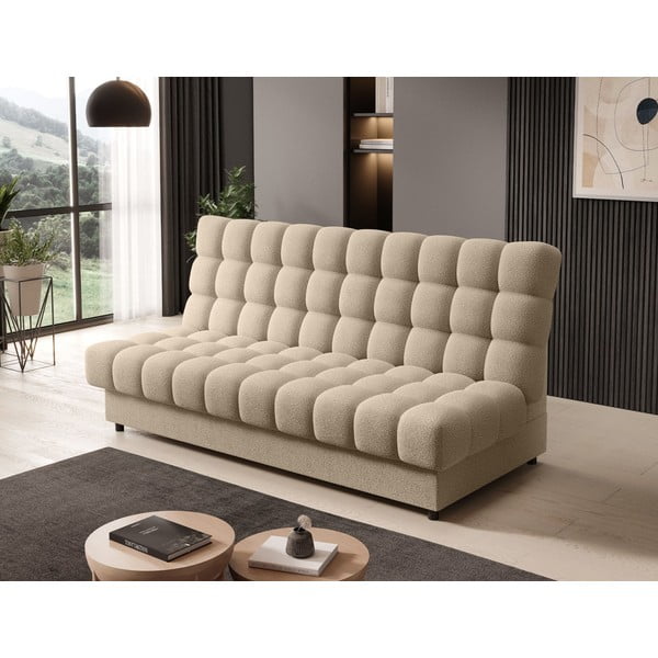 Béžová rozkládací/s úložným prostorem pohovka z textilie bouclé 197 cm Clareta – ELTAP-image-3