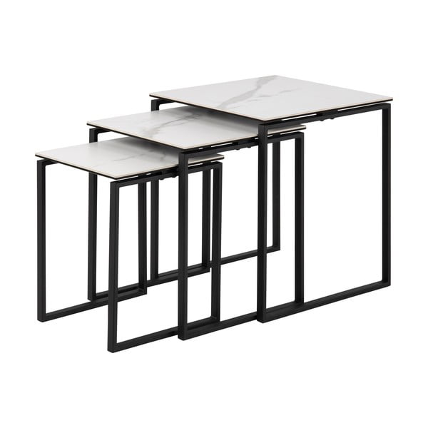 Bílo-černé konferenční stolky v sadě 3 ks Katrine - Actona-image-2
