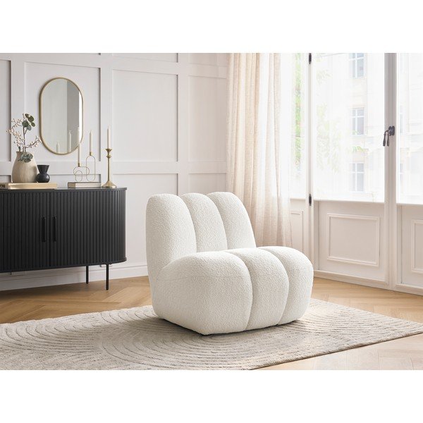 Bílé křeslo z textilie bouclé Janissaire – Bobochic Paris-image-1