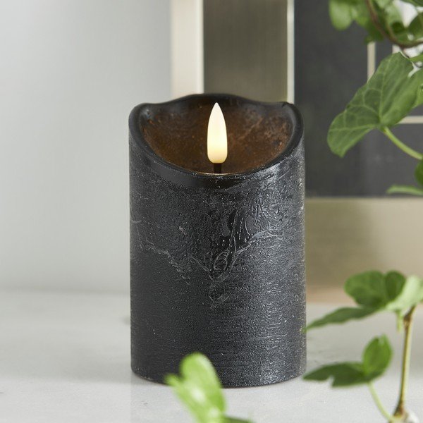 Černá vosková LED svíčka Star Trading Flamme Rustic, výška 12,5 cm-image-1