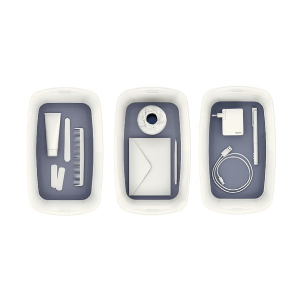 Bílo-šedý plastový úložný box s víkem 32x19x13 cm MyBox – Leitz-image-2