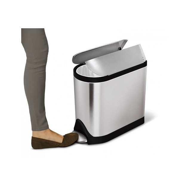 Stříbrný matný pedálový koš simplehuman Butterfly, 10 l-image-1