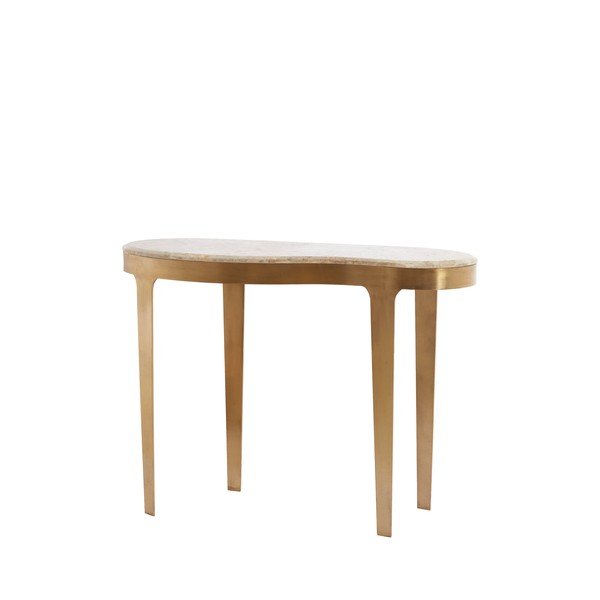 Konzolový stolek s mramorovou deskou  v bronzové barvě/taupe 40x110 cm Giulio – Light & Living