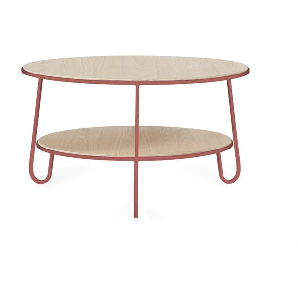 Konferenční stolek s růžovou kovovou konstrukcí HARTÔ Eugénie, ⌀ 70 cm