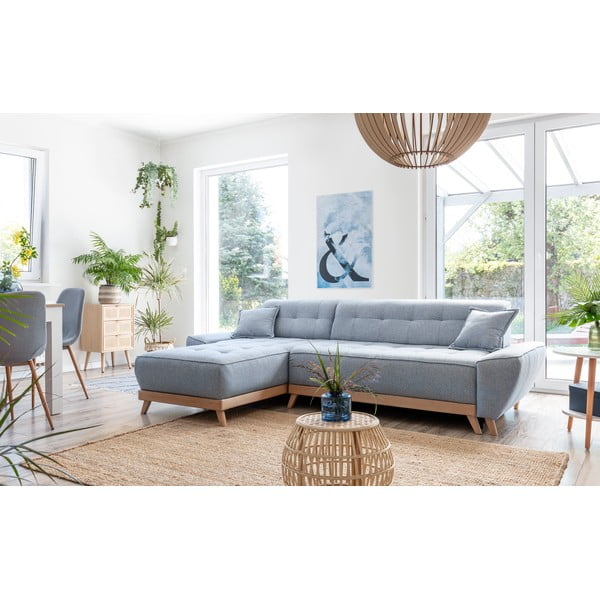 Světle modrá rozkládací variabilní rohová pohovka Miuform Dazzling Daisy-image-3