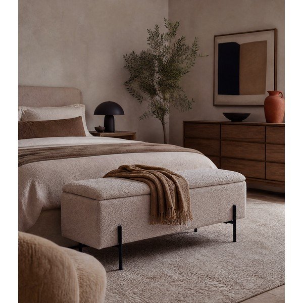 Béžová lavice z textilie bouclé Watford – House Nordic-image-1