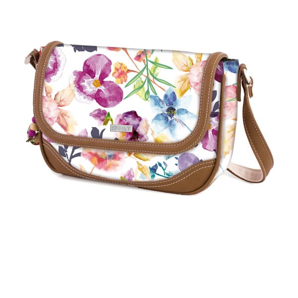 Bílá kabelka s barevnými květy SKPA-T, 24 x 17 cm