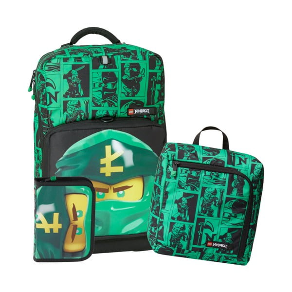 3dílná sada zelené školní aktovky, penálu a vaku LEGO® Ninjago Optimo Plus