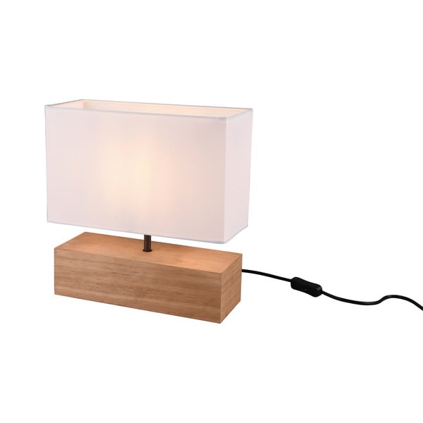 Stolní lampa s textilním stínidlem v bílo-přírodní barvě (výška 30 cm) Woody – Reality-image-2