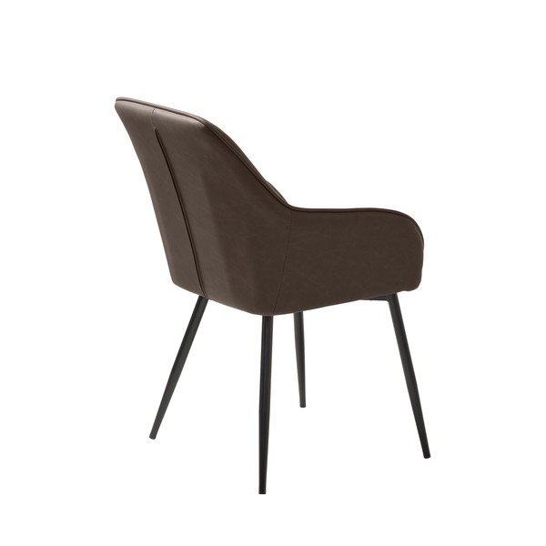 Tmavě hnědé čalouněné jídelní křeslo s područkami Melfort – Unique Furniture-image-3
