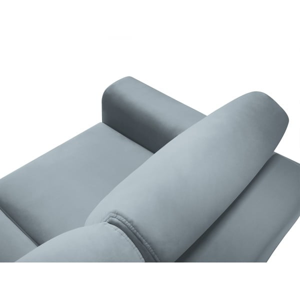 Světle modrá sametová rozkládací/s úložným prostorem rohová pohovka Kyoto – Cosmopolitan Design-image-4