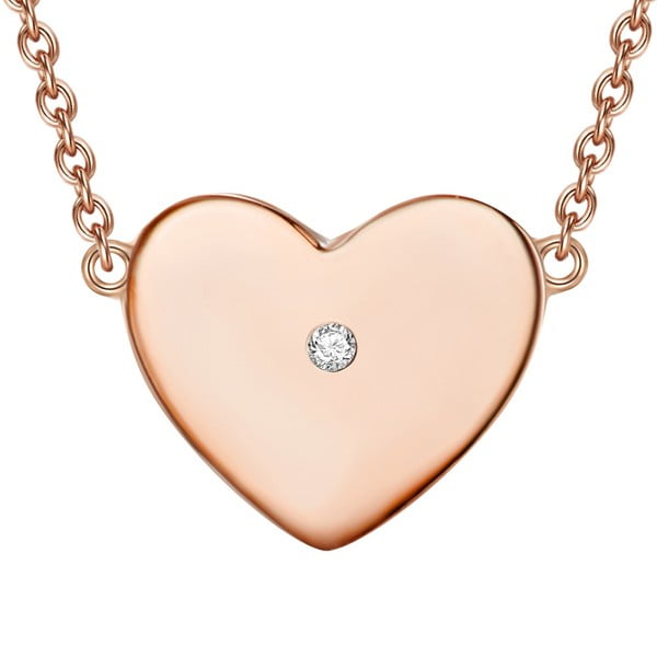 Stříbrný náhrdelník v barvě růžového zlata s pravým diamantem Tess Diamonds Floriana, délka 50 cm