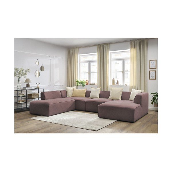 Růžová modulární rohová pohovka (levý roh/do "U") Megeve – Bobochic Paris-image-4