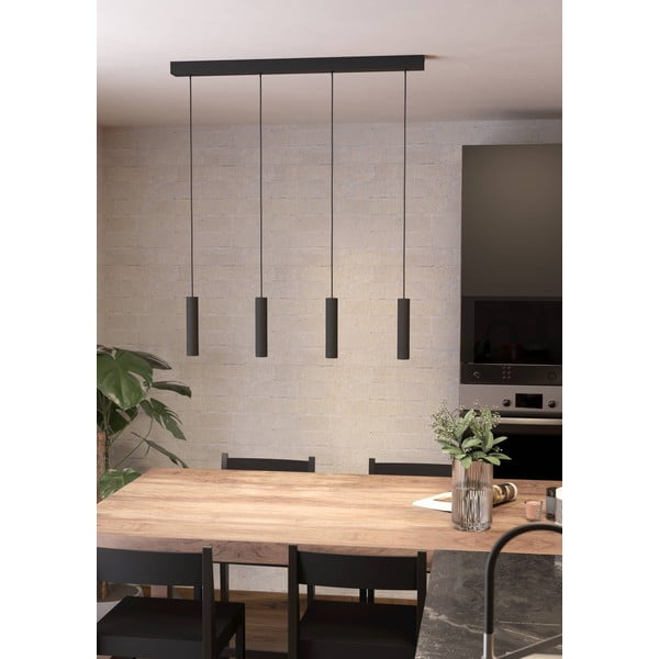 Černé LED závěsné svítidlo s kovovým stínidlem ALMUDAINA – EGLO-image-1