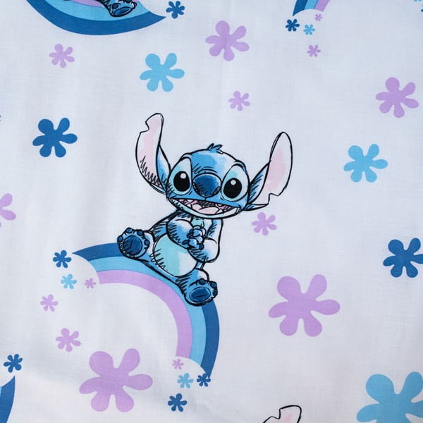 Bílé/modré bavlněné dětské povlečení do postýlky 135x100 cm Lilo and Stitch "Rainbow" – Jerry Fabrics-image-4