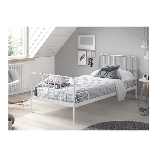 Bílá kovová dětská postel Vipack Alice, 90 x 200 cm-image-2