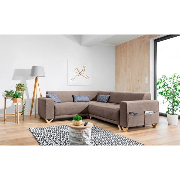 Hnědá rozkládací/s úložným prostorem rohová pohovka (levý roh/do L) Classy Sophie – Miuform-image-3